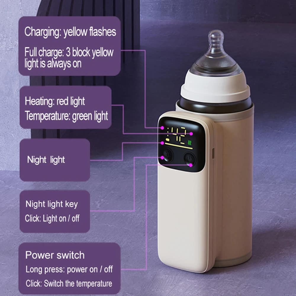 Rechargeable Portable Bottle Warmer with Fast Charging Cordless Milk Warmer with Temperature Control - Image 4