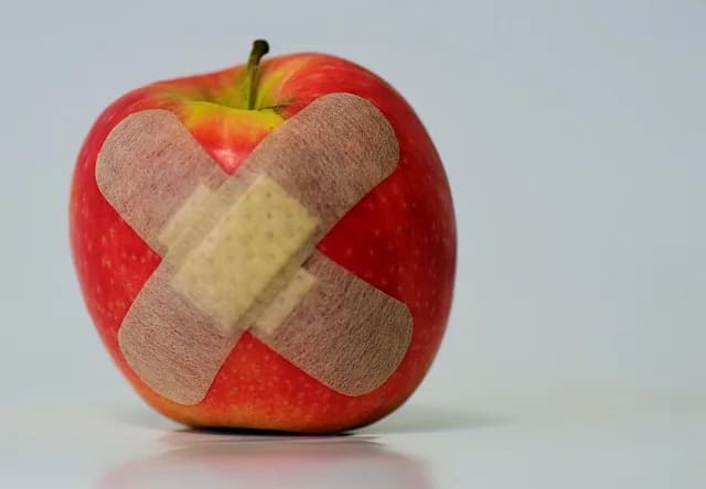 apple, pavement, injured, association, fruit, food, healing, patch up, wound dressing, ill, first aid, get well soon, meal, improvement, first aid, first aid, first aid, first aid, first aid