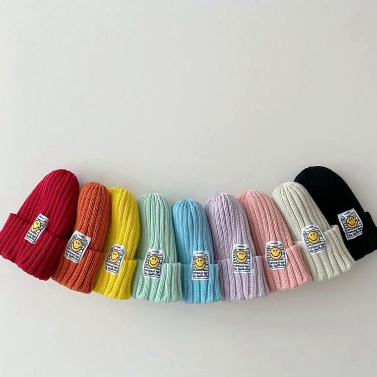 INS Style Infant And Children's Clothing Baby Patch Smiley Candy Color Woolen Hat For Boys And Girls Smiley Face Cone Hat