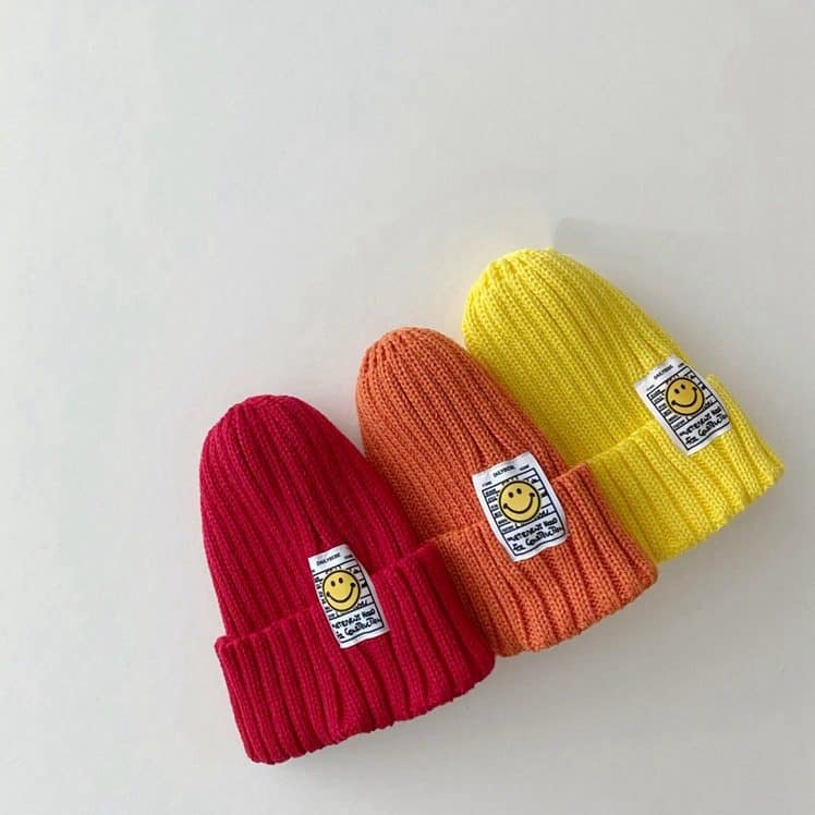 INS Style Infant And Children's Clothing Baby Patch Smiley Candy Color Woolen Hat For Boys And Girls Smiley Face Cone Hat - Image 3