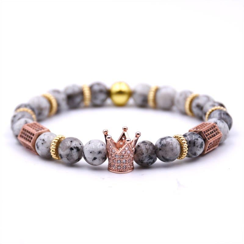 Crown Natural Stone Micro Inlaid Copper Bracelet - Image 3